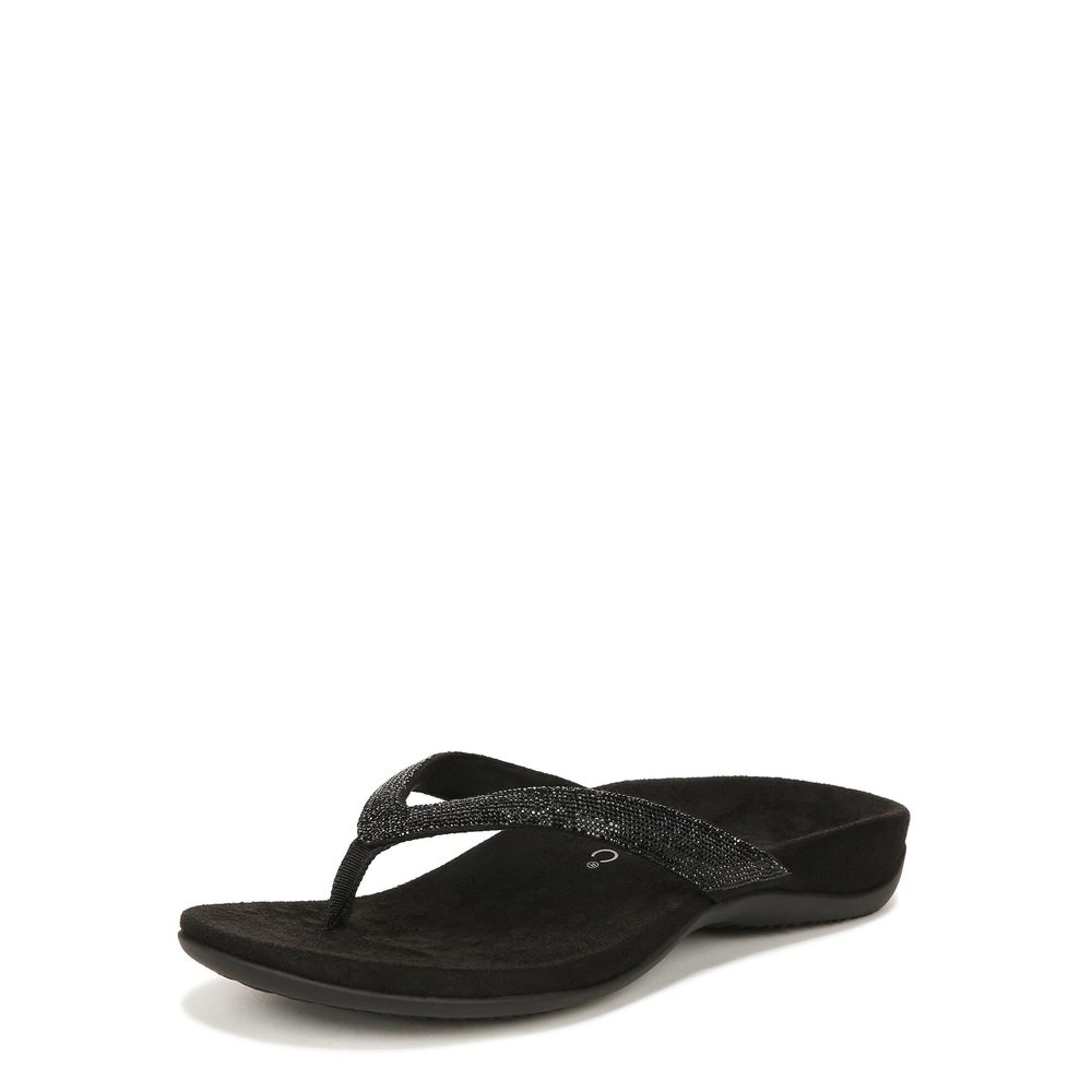 Vionic Black Sparkle Thong Sandals